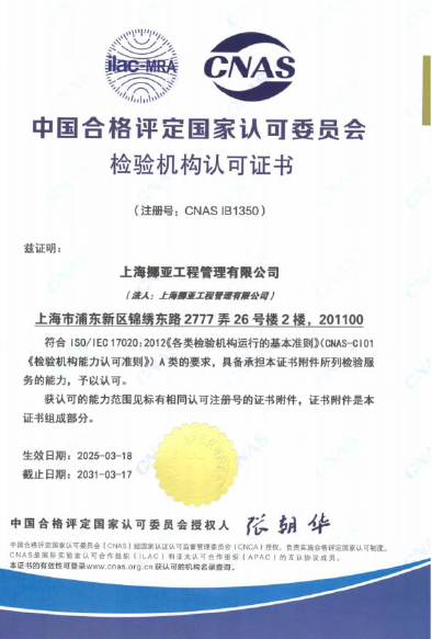 检验机构认可 CNAS(17020)