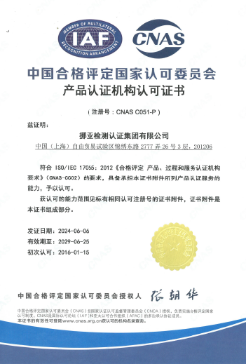 CNAS C051-P认可